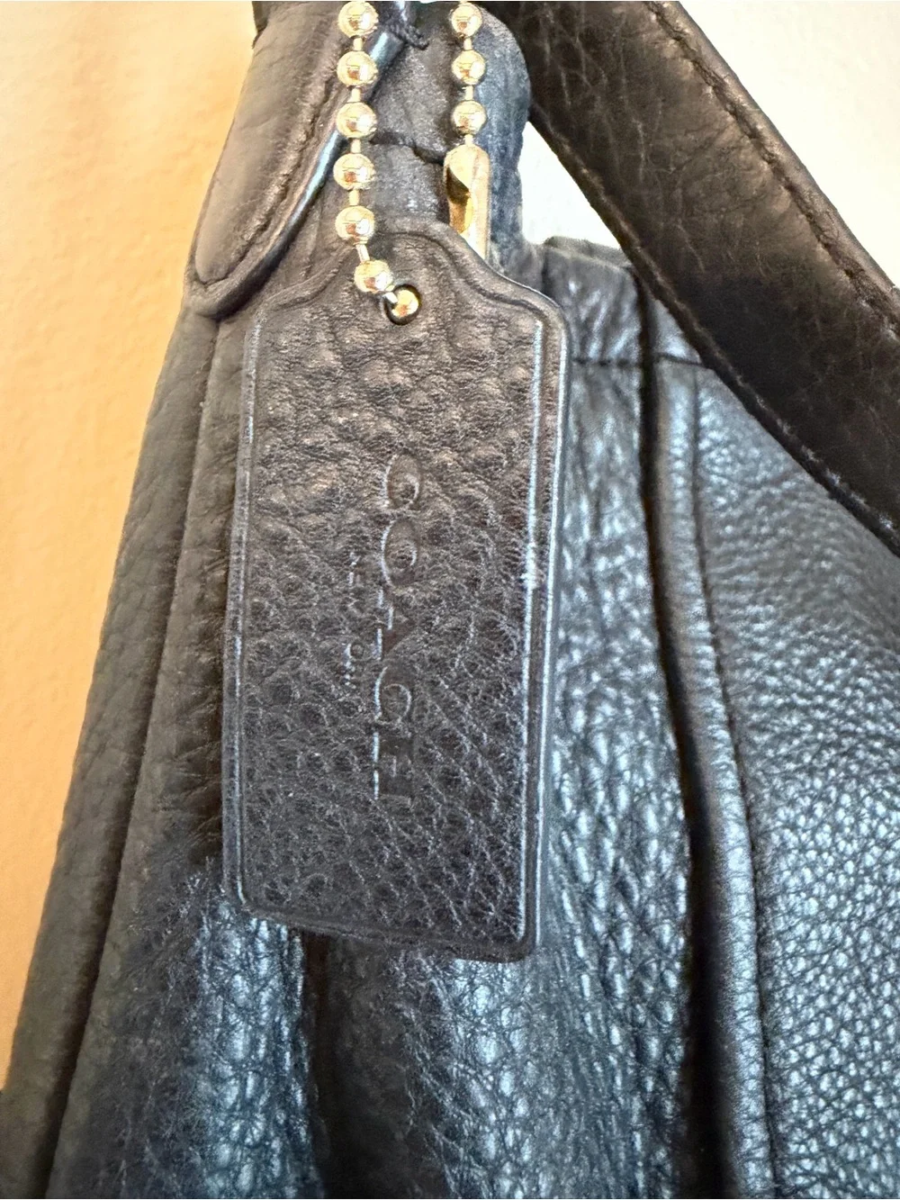 COACH CHICAGO GALLERY HOBO HANDBAG SHOULDER BAG 33436 Black Pebbled Leather